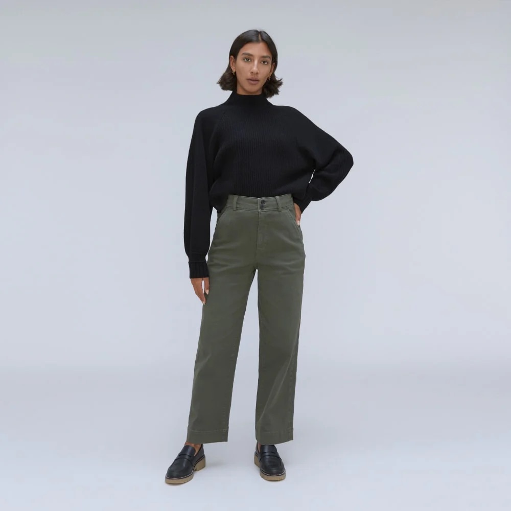 Everlane organic wide leg pant kambaba olive green pants